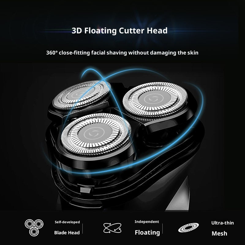 Portable Electric Shaver - USB Rechargeable, 60min Battery, Black