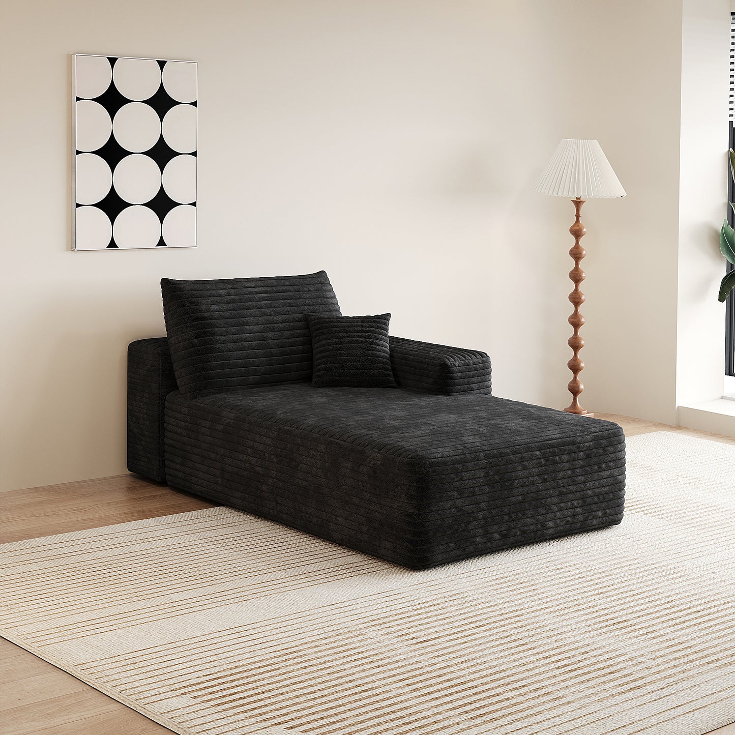 Y165 Black Sleeper Chair - Single Box Foam Upholstery