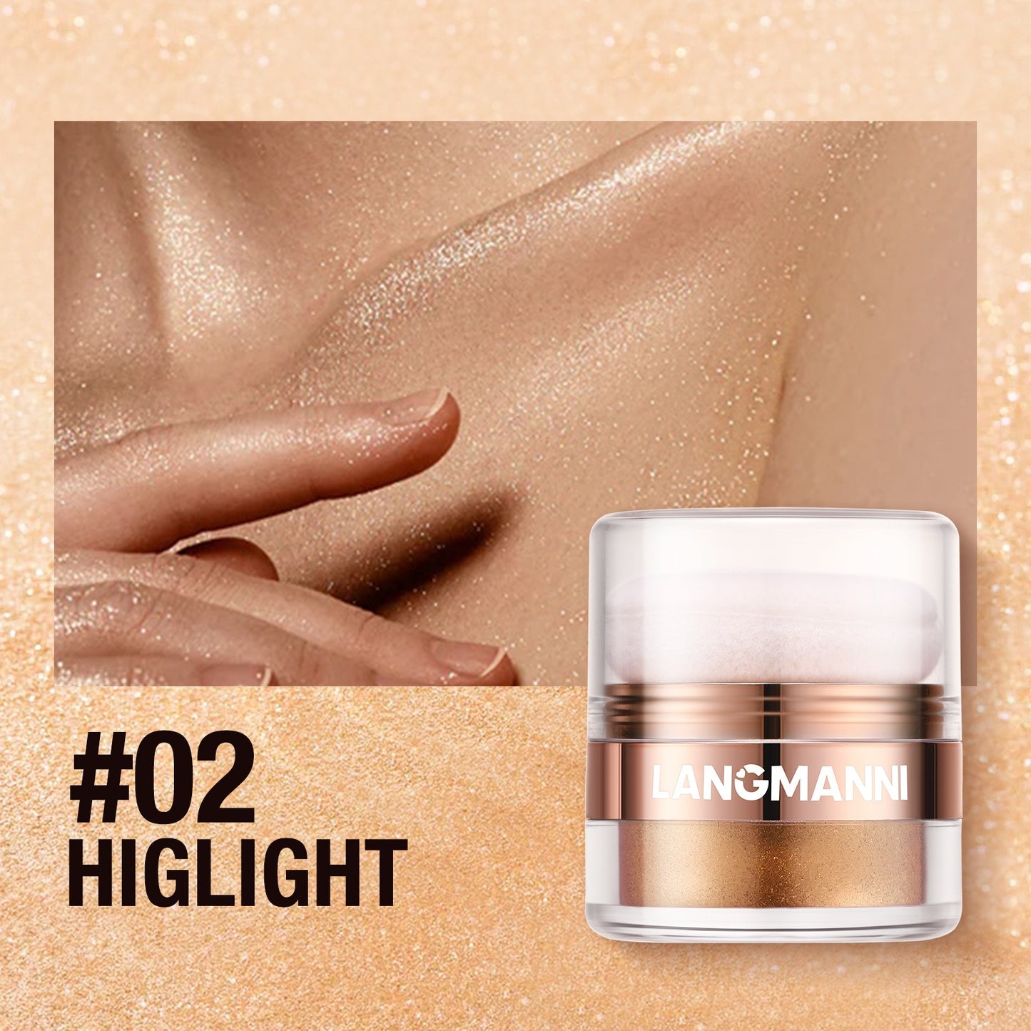 Glitter Highlighter Powder - Shimmer Makeup for Face, Eyes, and Body