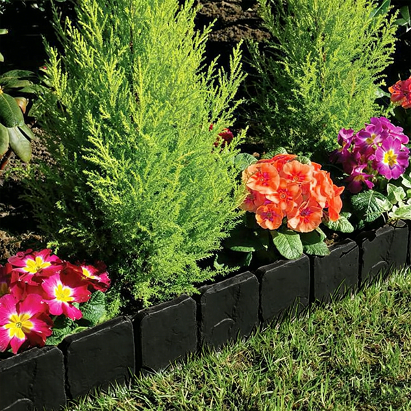 Plastic Lawn Edging Set - Interlocking Garden Border for Flower Beds & Walkways, 20 Pieces, 16ft