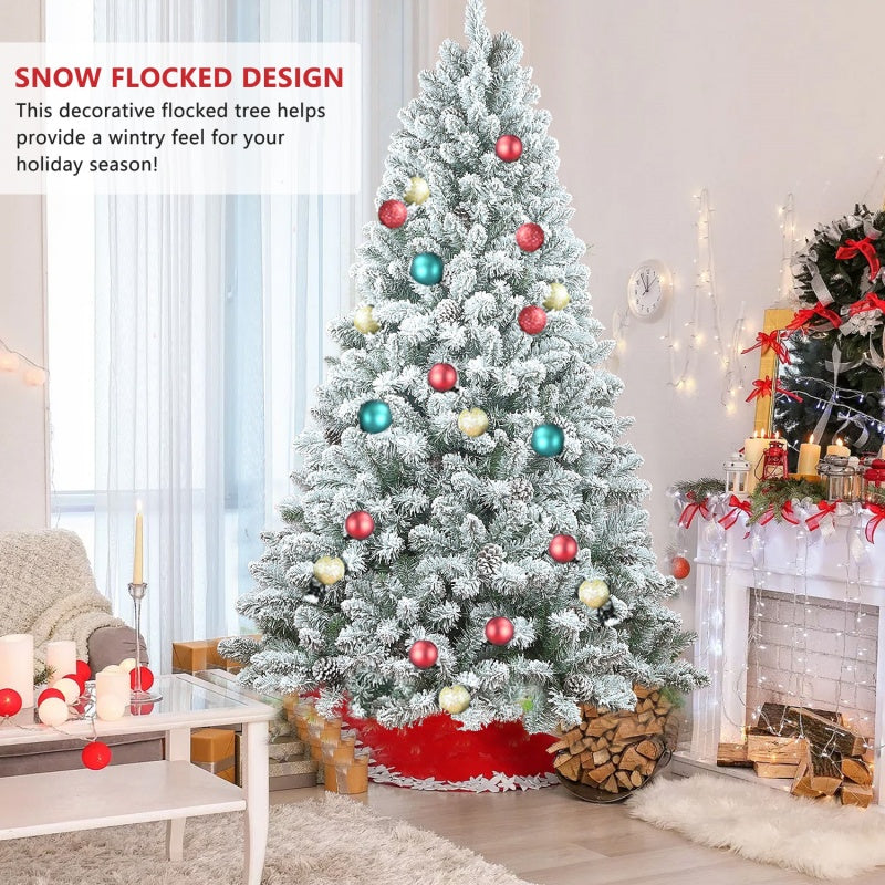 Flocked PVC Christmas Tree with Pine Cones - Multiple Heights