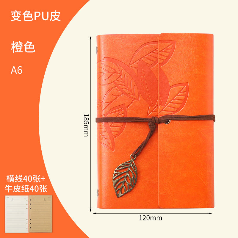 Vintage Travel Notebook - Loose Leaf Diary with Imitation Leather Cover