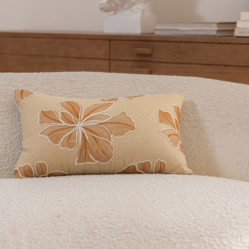 Floral Embroidered Plant Throw Pillow Set - Home Living Room Decor