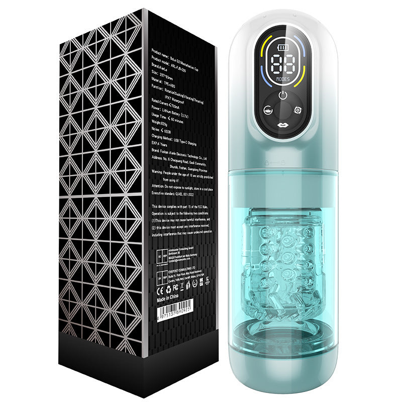 Adult Water Bath Toy with Rotating Vibration and Sucking Function, Retractable Design
