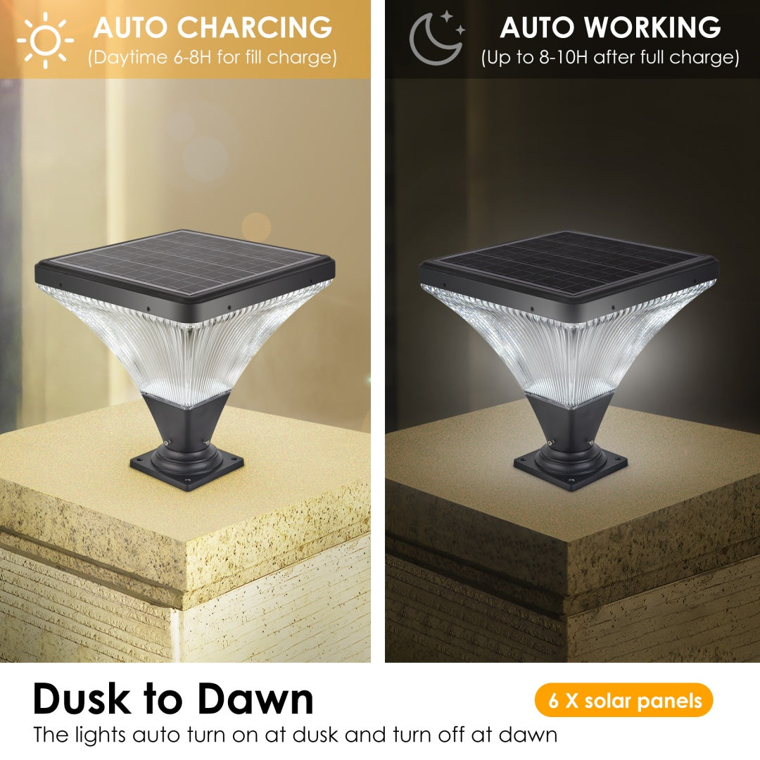 15-Inch Black LED Outdoor Post Light with Remote Control