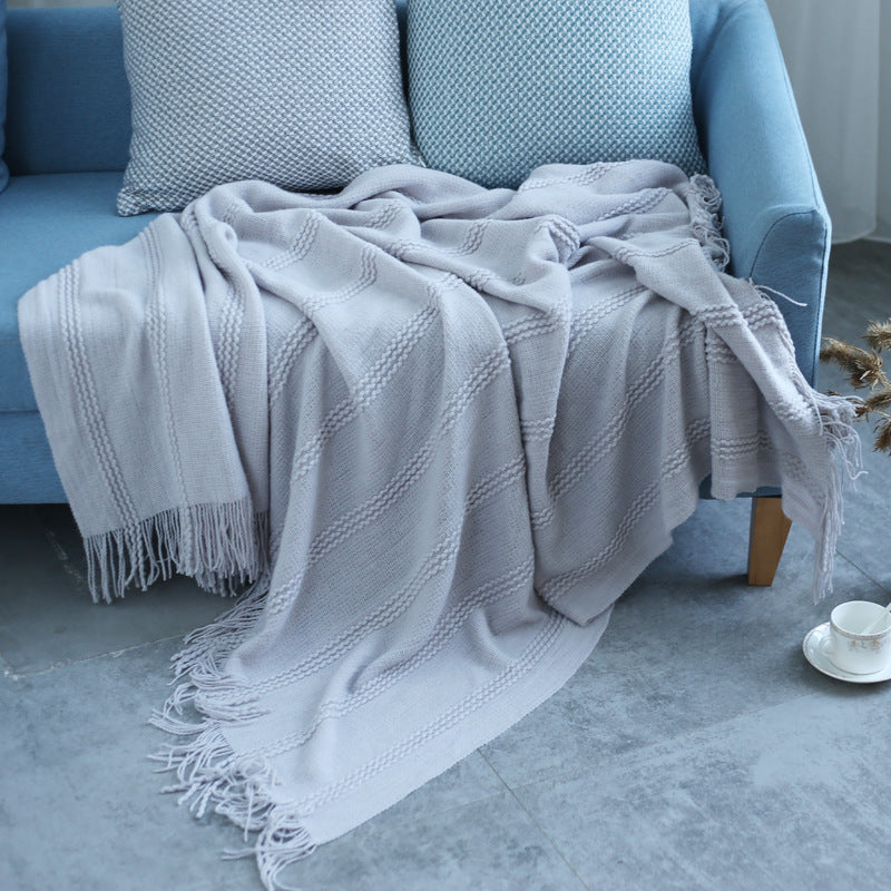 Gray Knitted Sofa Blanket Air Conditioner Cover 130x170cm - Home & Garden