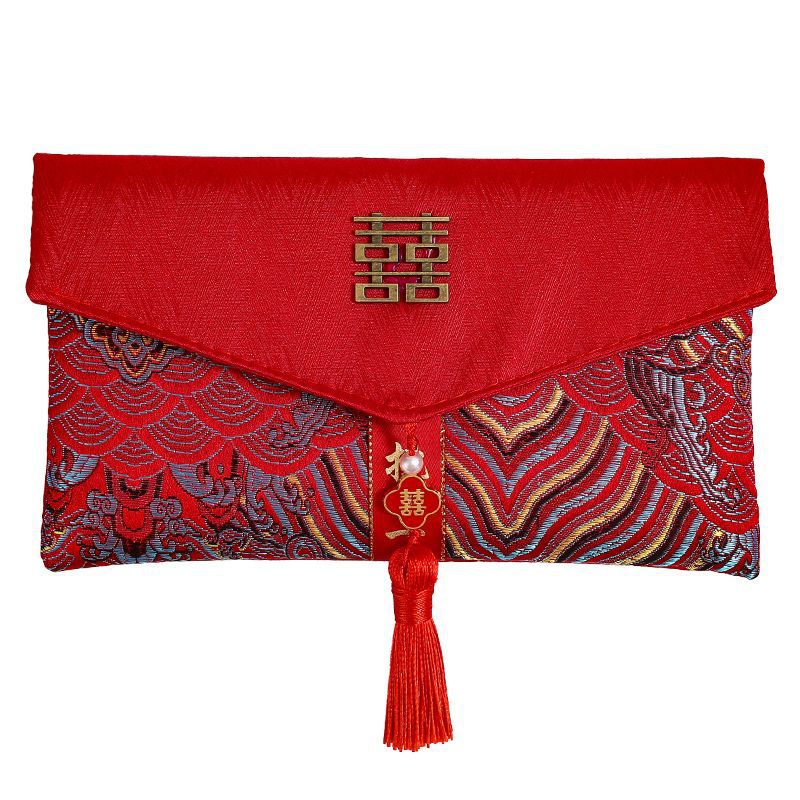 High-End Brocade Engagement Gift Packet Tea Serving Red Envelope Set