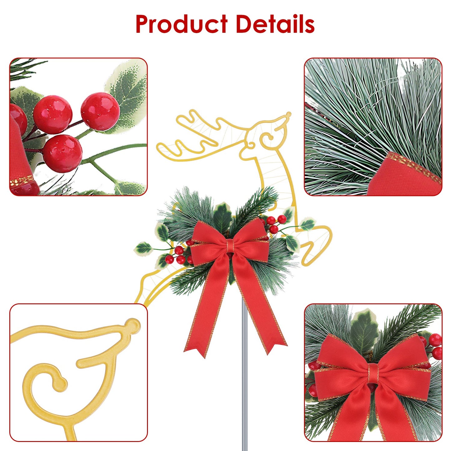 Christmas Lighted Reindeer Stake Lights - 2Pcs Outdoor Decoration