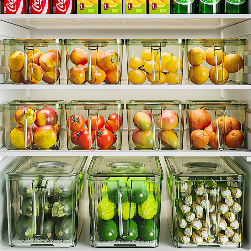 Food-Grade Transparent Drainable Refrigerator Storage Container Set