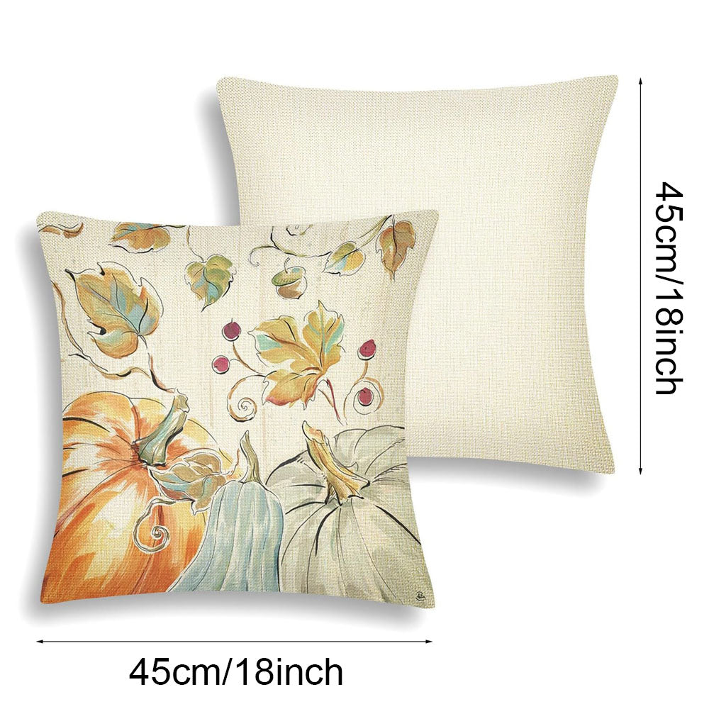 Thanksgiving Pillow Covers Set - 4 Pack, Watercolor Linen, 18x18