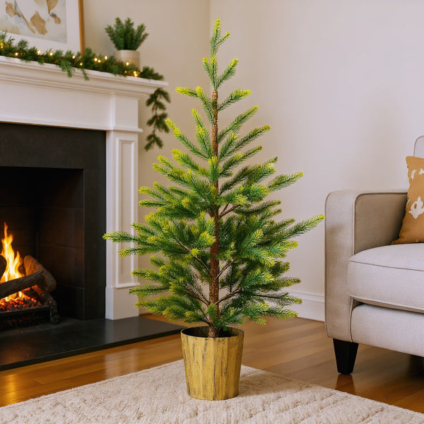 4FT Dual Tone Artificial Christmas Tree - 2 Pack with Pot