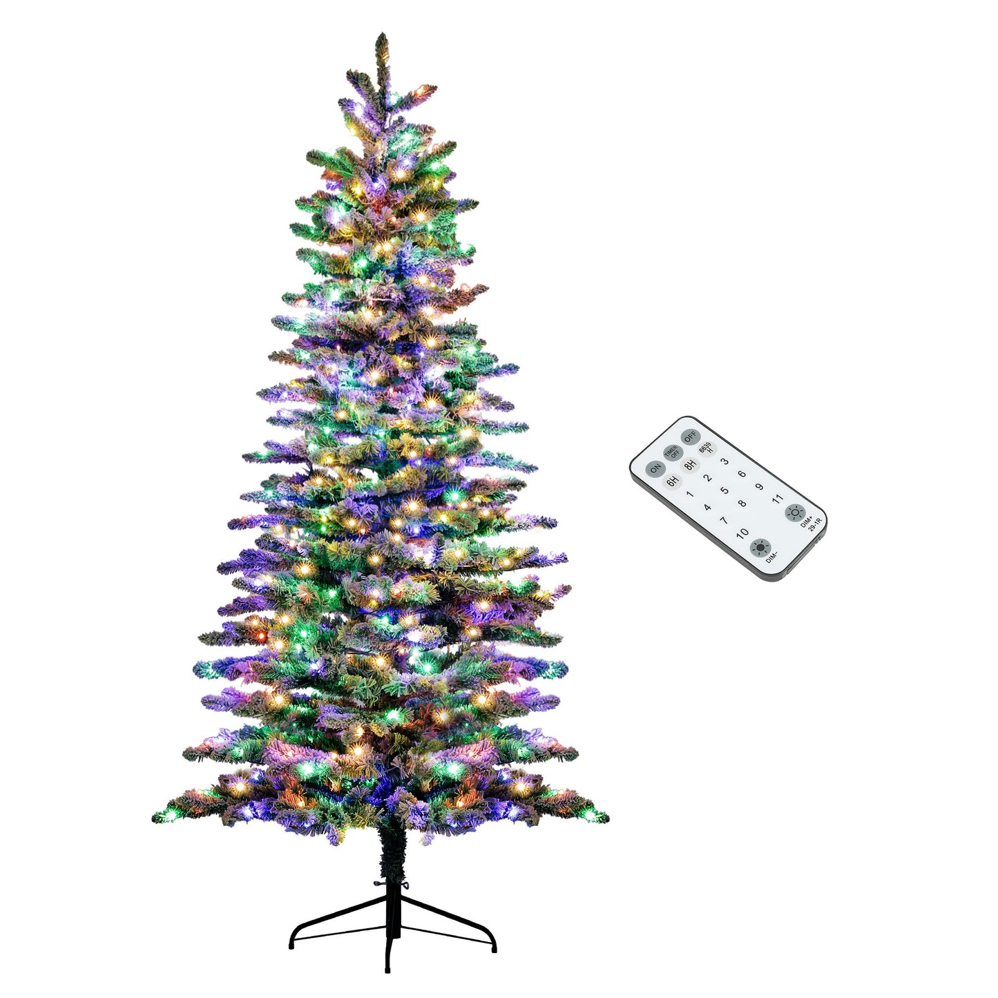 7.5 Ft Pre-Lit Snow Flocked Artificial Christmas Tree with 500 LED Lights