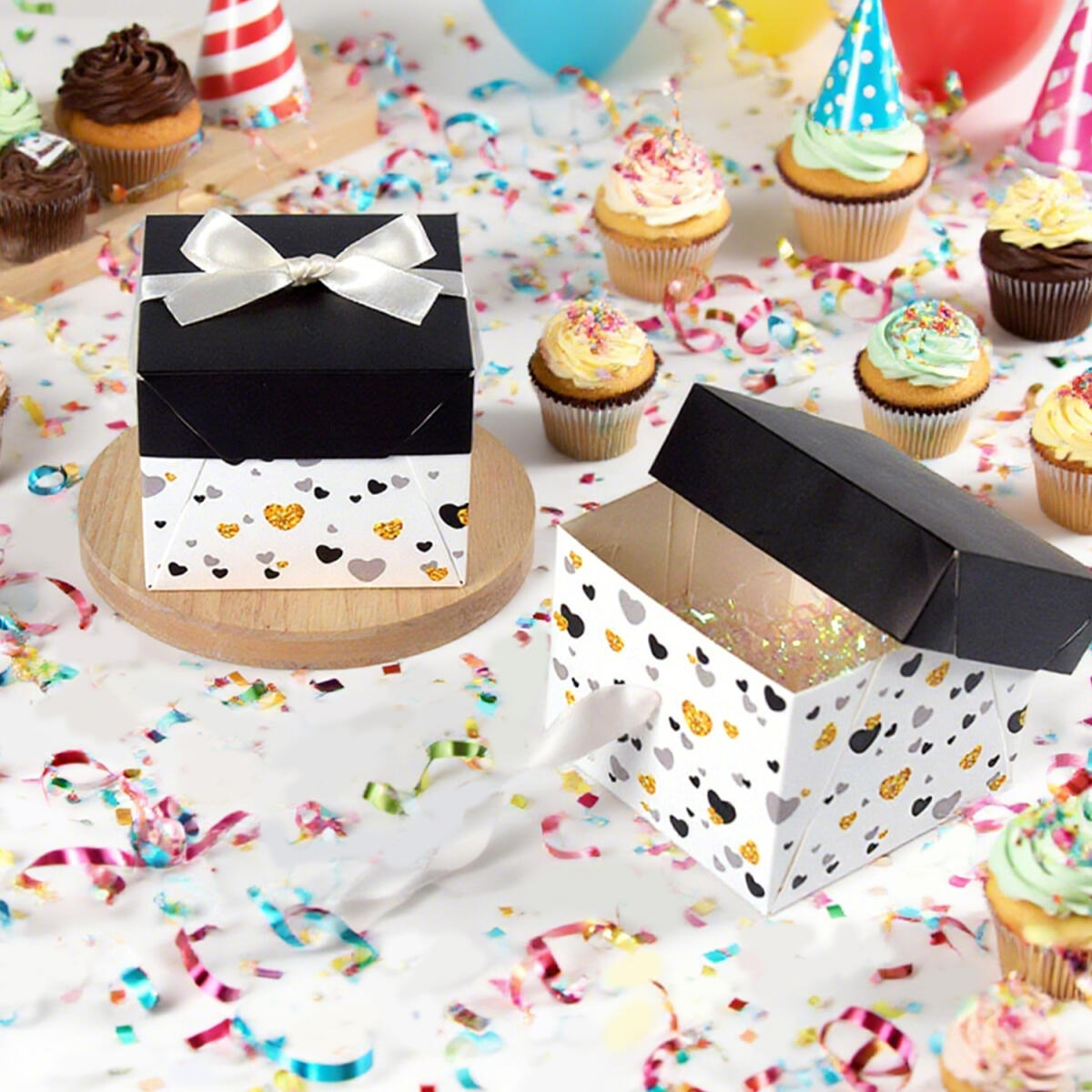 10 Pack Black and White Gift Boxes - Perfect for Events