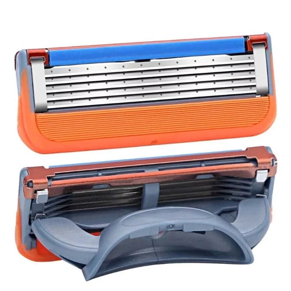 8-Piece Stainless Steel Men's Razor Blade Refills - Anti-Friction
