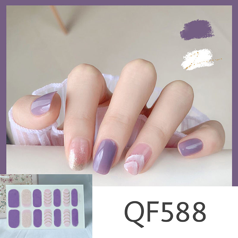 Waterproof Nail Art Stickers - 14pcs Durable Eco-Friendly Decals for Nails