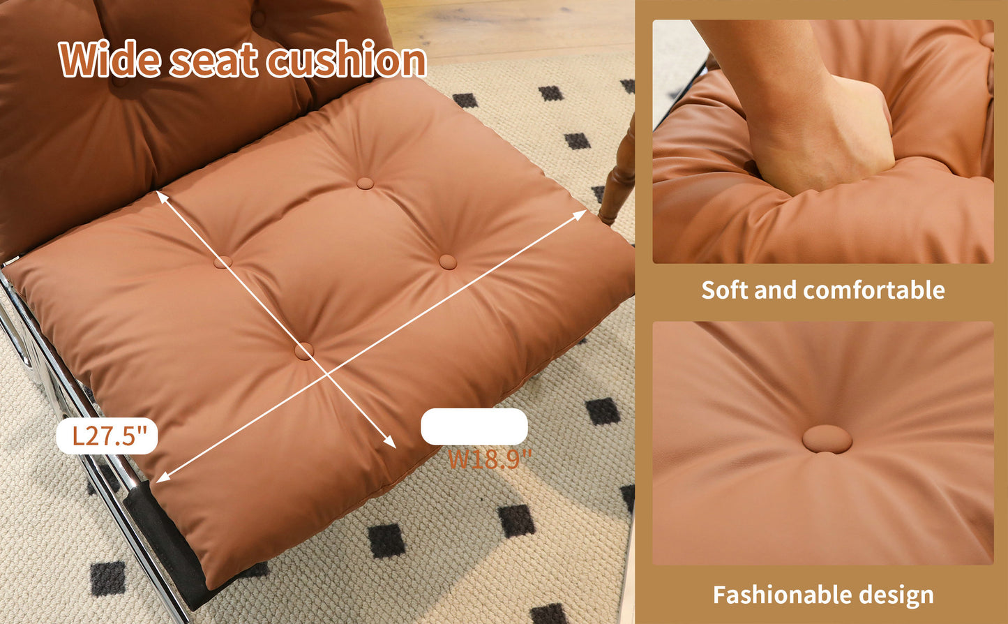Modern High Back Leather Accent Chair - Brown