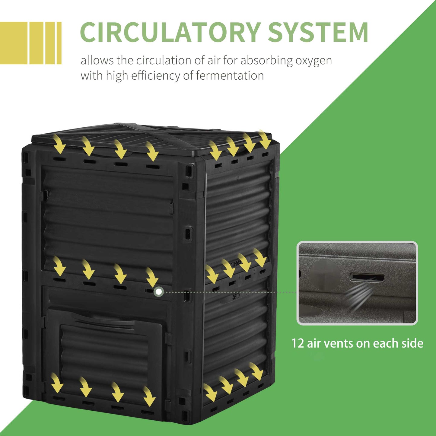 80 Gallon Outdoor Compost Bin - Easy Assembly, Black