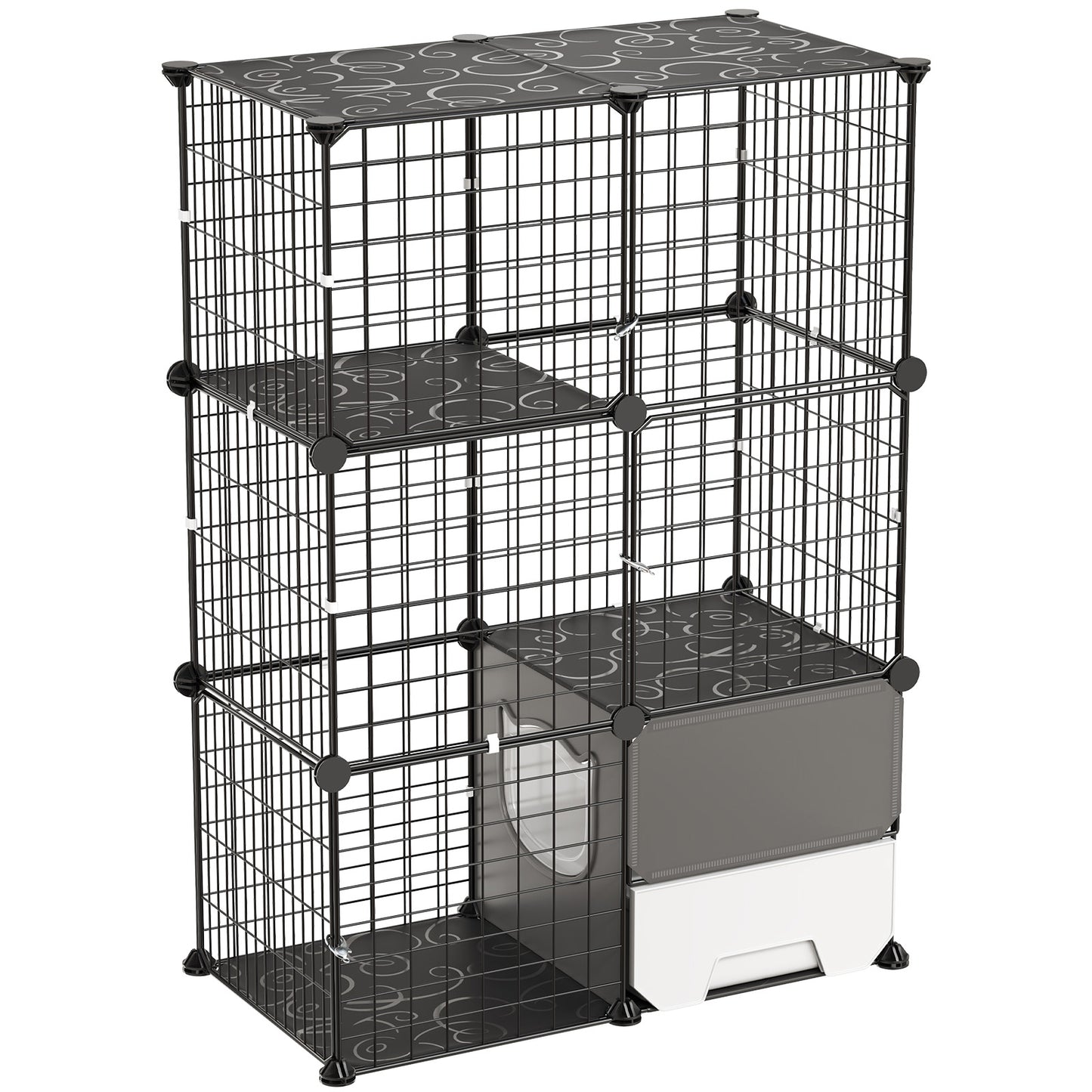 Large 3-Tier Cat Playpen with Litter Box - Indoor Exercise Enclosure for 1-2 Cats