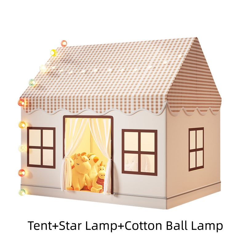 Children's Indoor Princess Tent with Star & Cotton Ball Lamps - Toddler Playhouse for Kids 4-6 Years