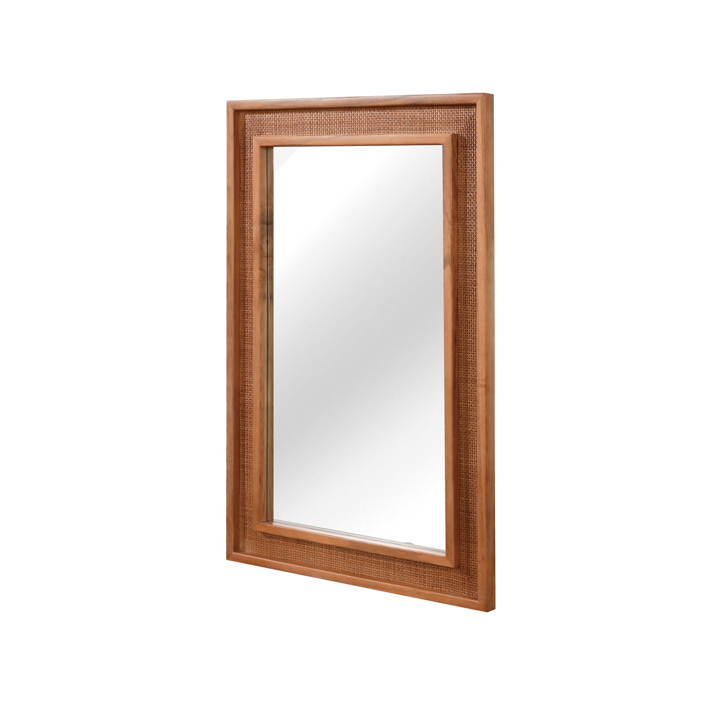 20"x30" Rattan Rectangle Decorative Mirror - Yellowish Brown