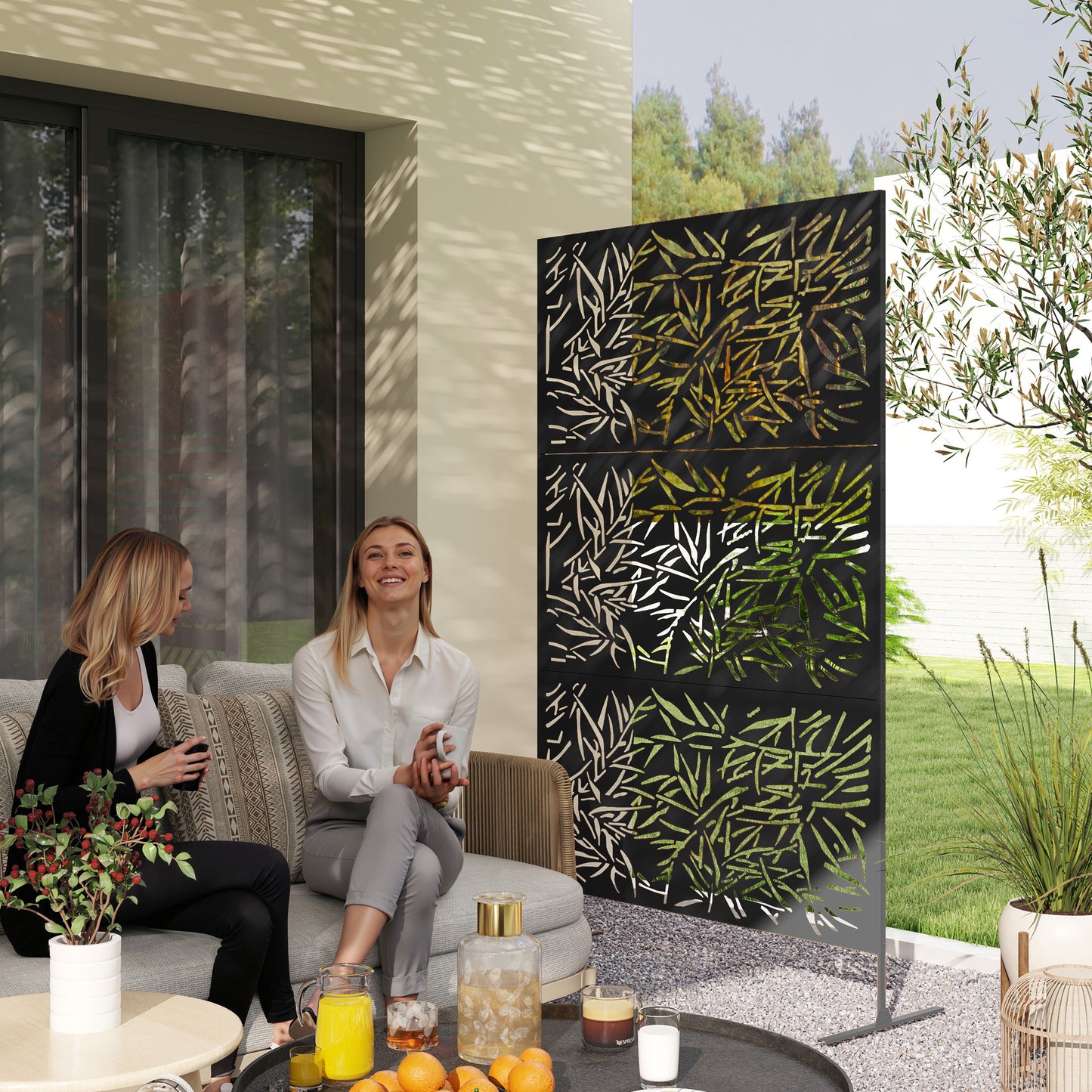 Outdoor Privacy Screen and Climbing Trellis - Black Bamboo