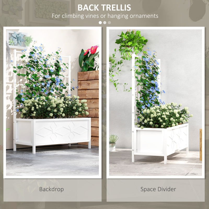 Outdoor Planter Box Galvanized Raised Garden Bed With Trellis For