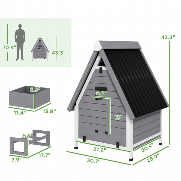 Small Wooden Chicken Coop with Lockable Ramp and Removable Nesting Box