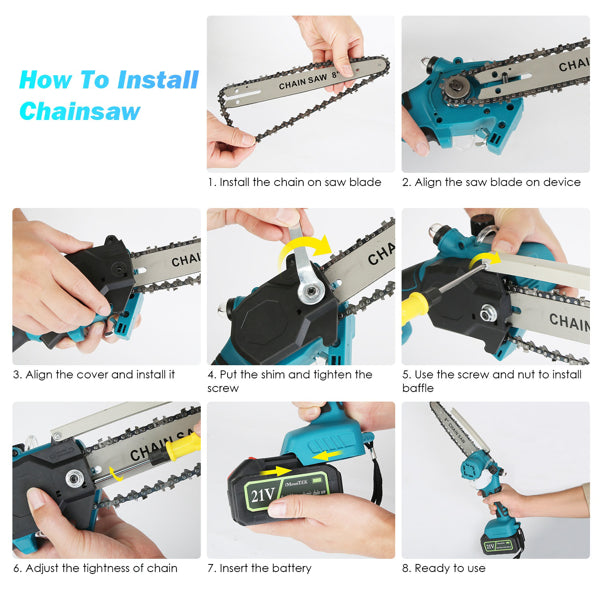 Cordless Pole Saw & Handheld Chainsaw - 1200W, 13FT Reach