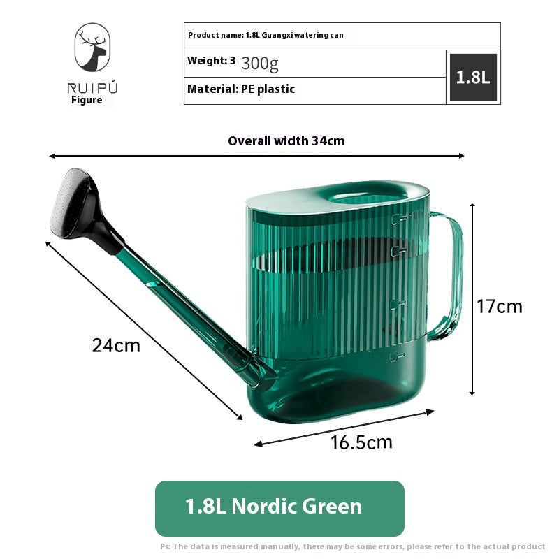 Light 1.8L Garden Watering Can for Flowers and Plants - Green & Gray