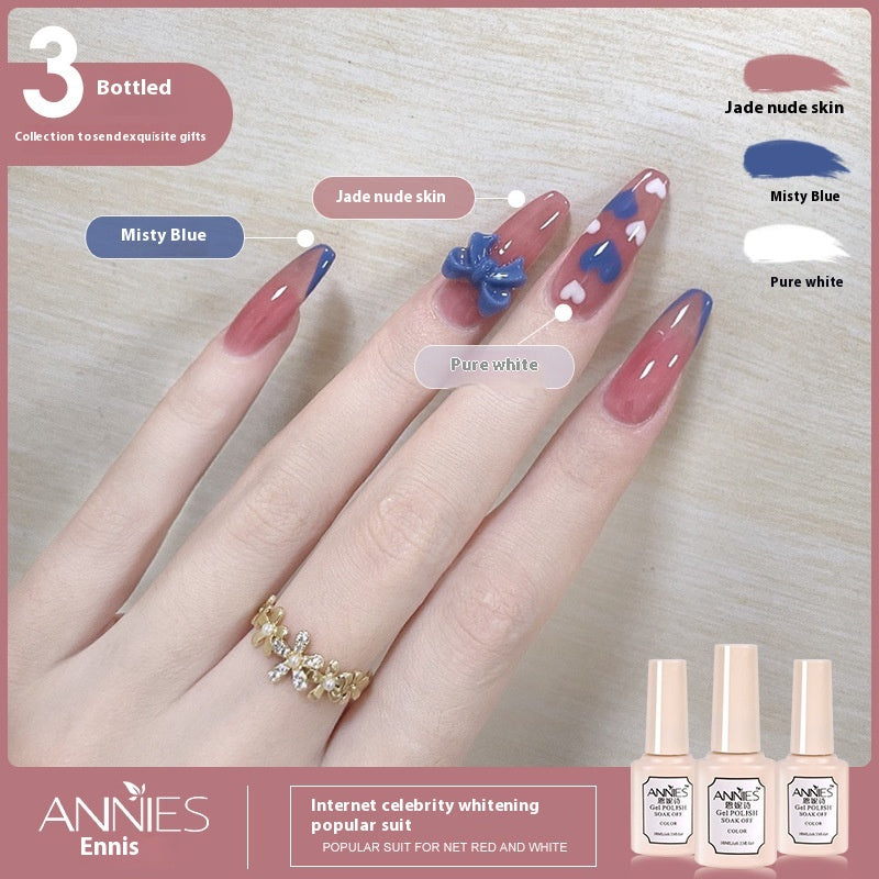 Three-Color Gel Nail Polish Set for Manicure - Nude, Purple, Orange