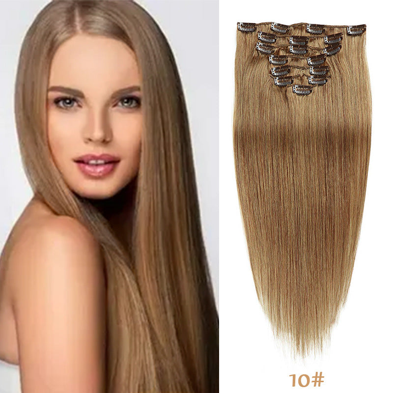 Clip-in Human Hair Extensions 14 Inches 70g Seven-Piece Set for All Hair Types
