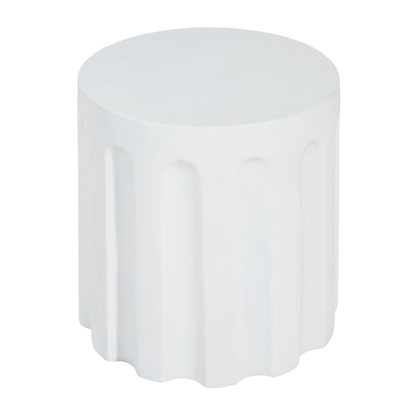 White Cylindrical Concrete Side Table - Indoor & Outdoor Use