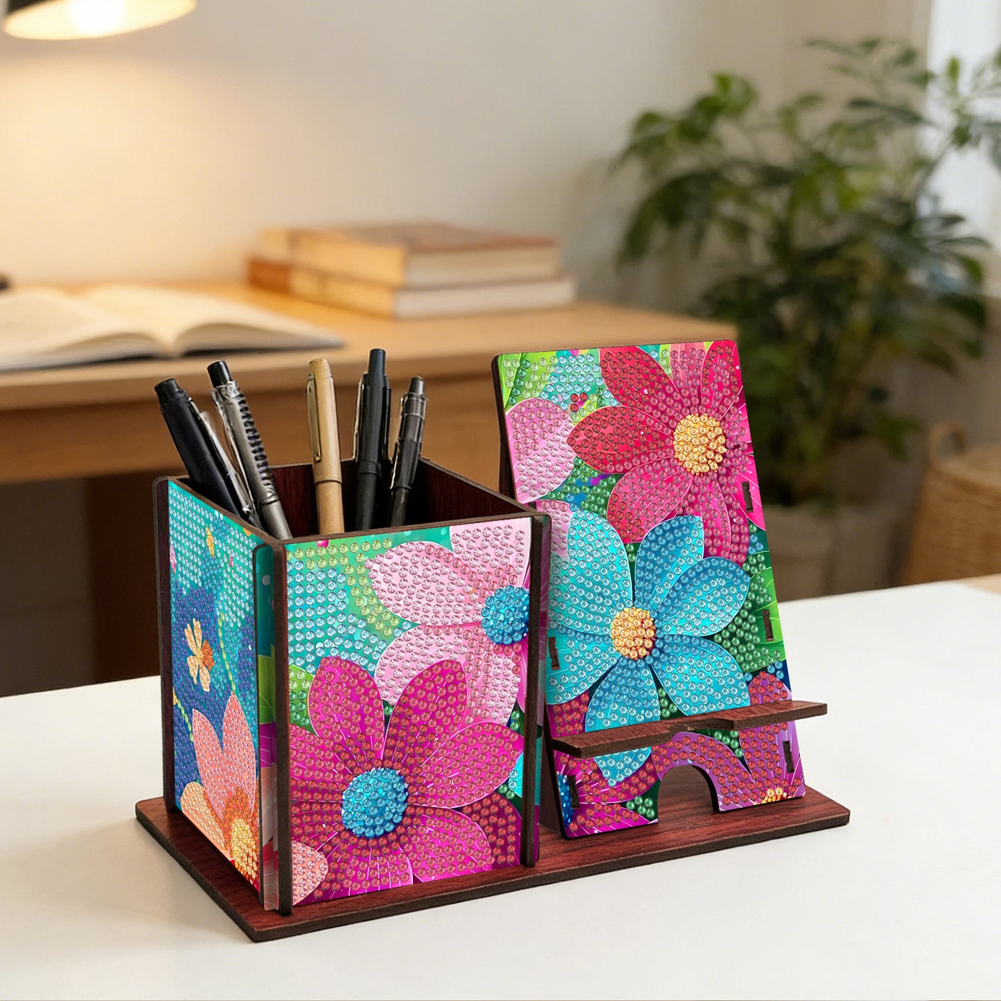 Diamond Painting Pen Holder Stand - Mandala Pattern Office Desk Organizer