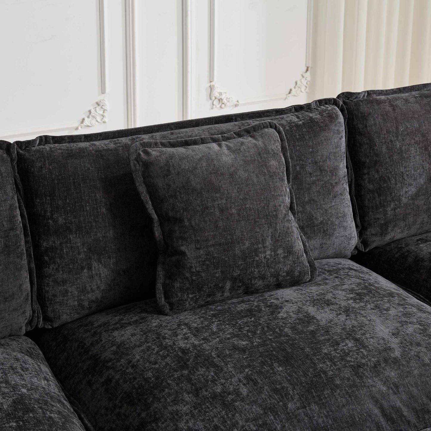 Cloud Sofa Armrests - Modern Chenille Couch Armrests in Black