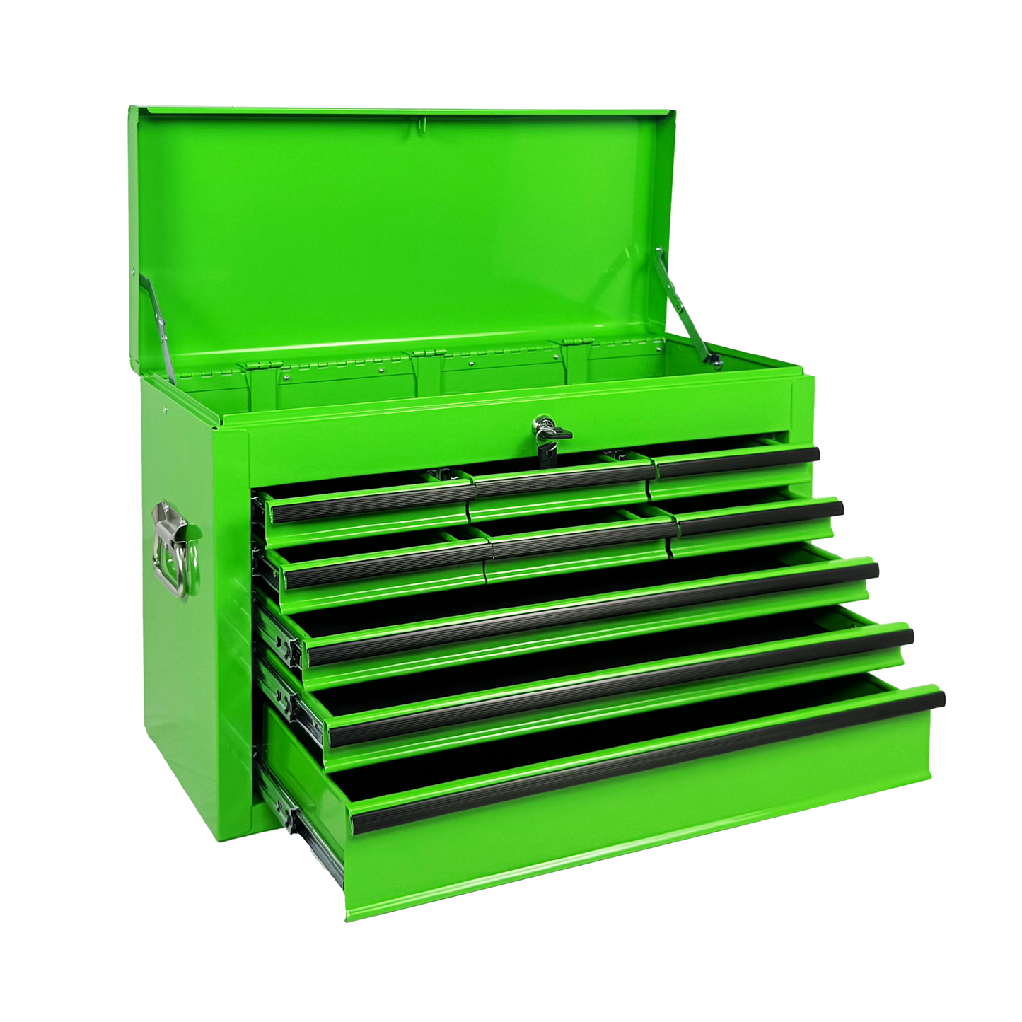 Heavy Duty Metal Tool Box 24 Inch with 9 Drawers - Portable Steel Organizer in Green