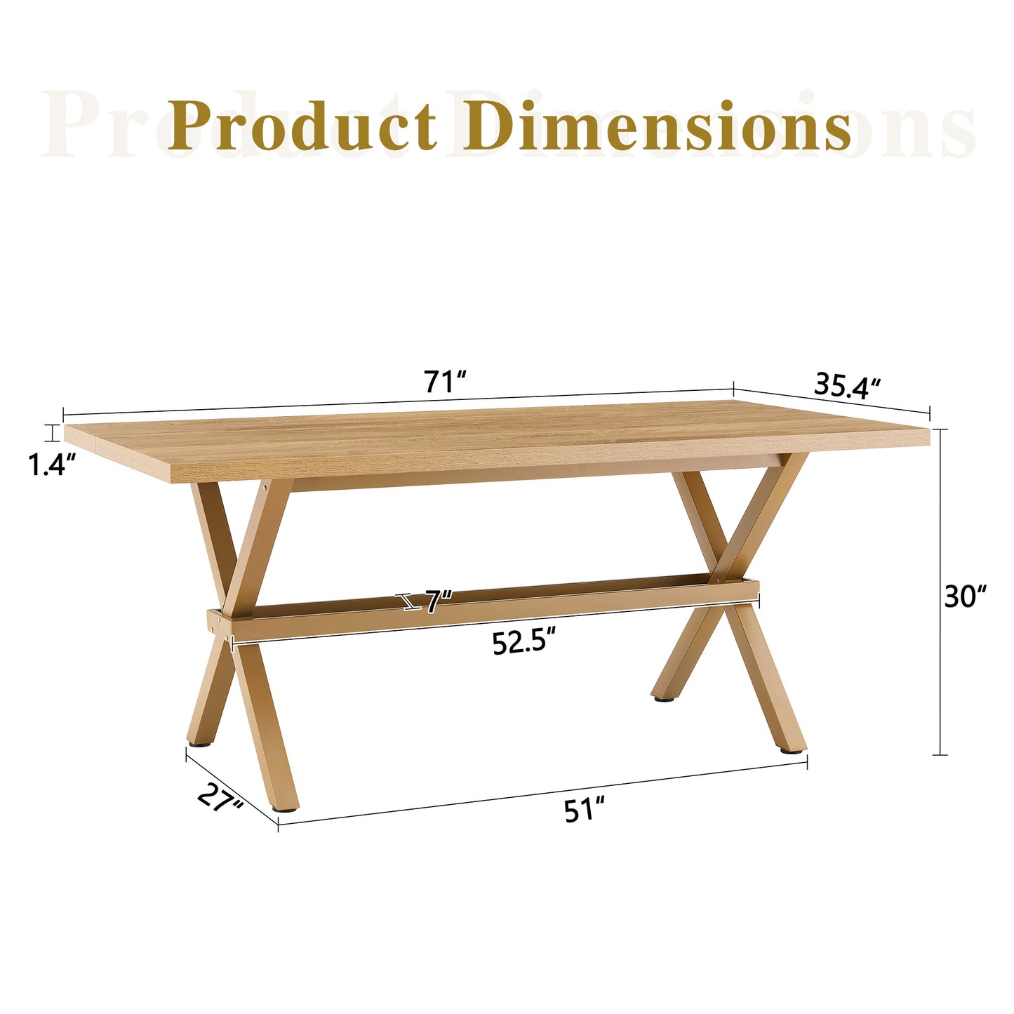 71 35.4 Inch Wood MDF Splicing Desktop, Light Sprayed Metal X-shaped