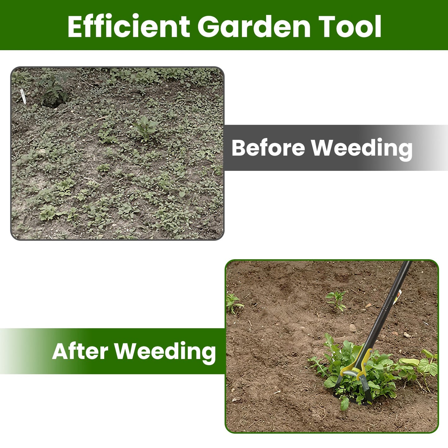 Adjustable Garden Hoe Handheld Stirrup Weeding Cultivator with Extendable Length