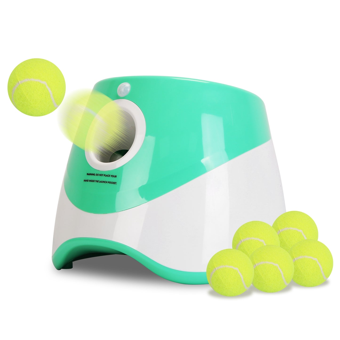 Automatic Dog Ball Launcher with 6 Tennis Balls - Adjustable Distance & Rechargeable