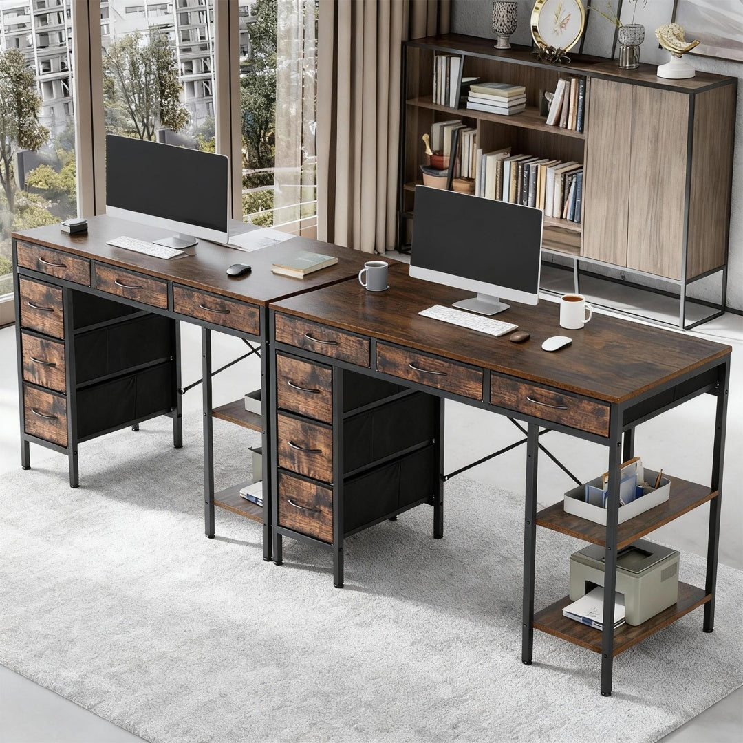 55-Inch Computer Desk with 6 Drawers for Home Office Storage