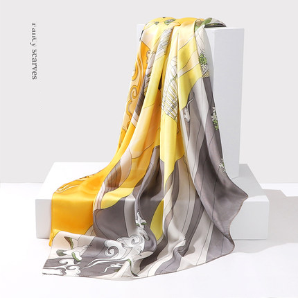 Women's Geometric Square Scarf - Large Polyester Fashion Accessory