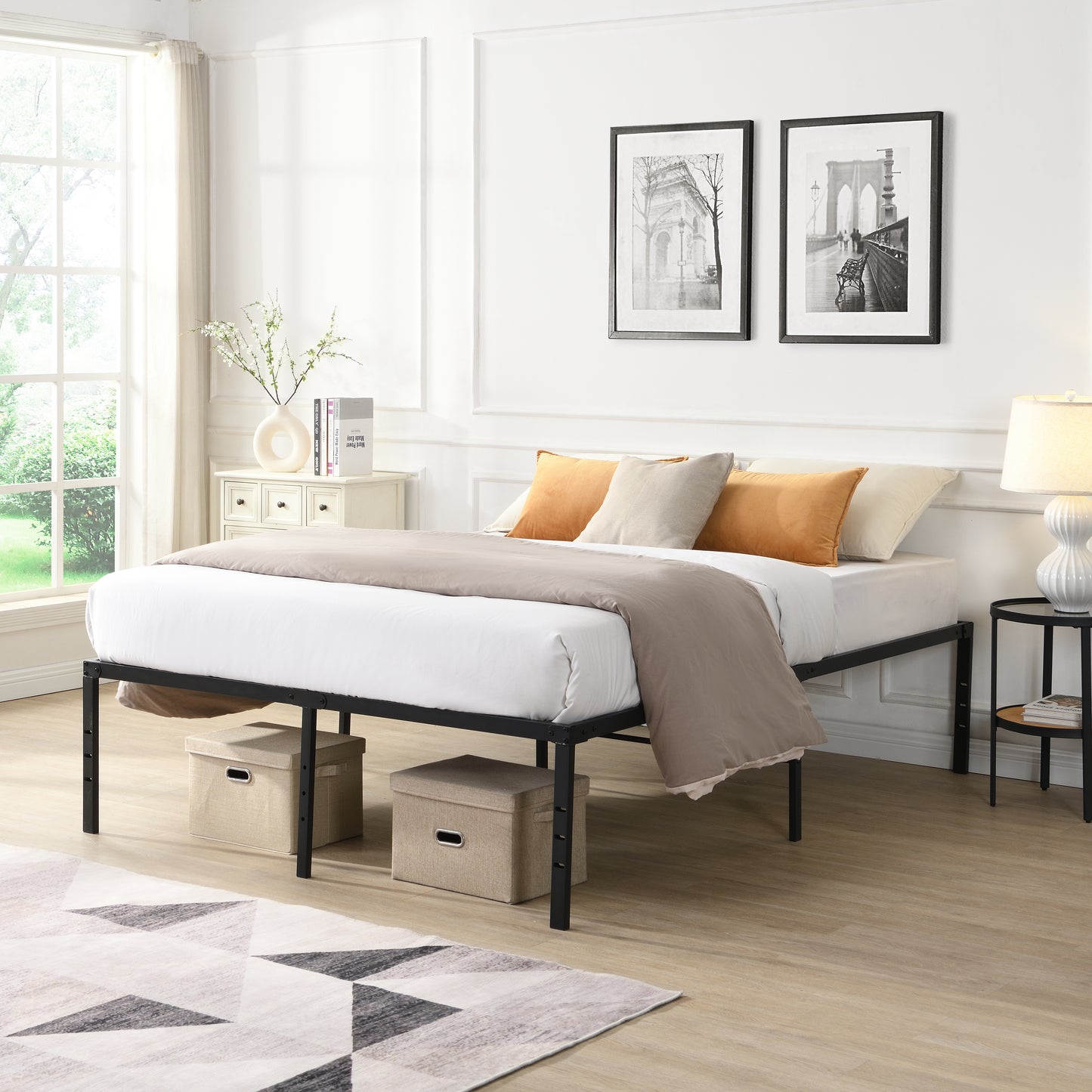 Queen Size Heavy Duty Metal Bed Frame - Easy Assembly, No Noise