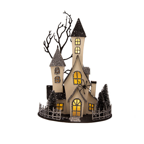 Lighted Haunted House Tabletop Decor - Halloween Decoration, 10x8.3x13.5"