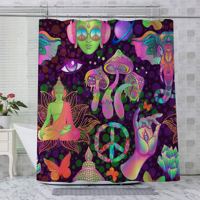 Magic Mushroom Moon Phase Waterproof Shower Curtain - Mildew Proof Bathroom Decor
