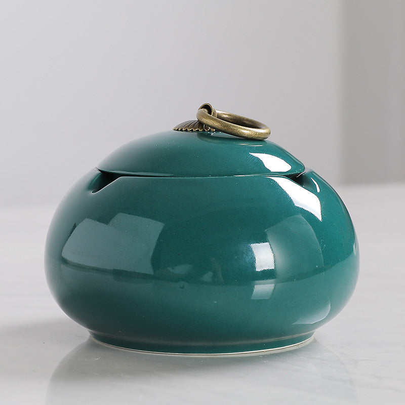 Ceramic Windproof Ashtray with Cover - Multiple Colors for Home & Garden