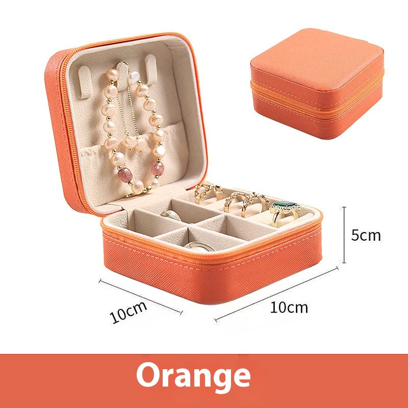 Portable Jewelry Box with Velvet Interior for Rings and Earrings