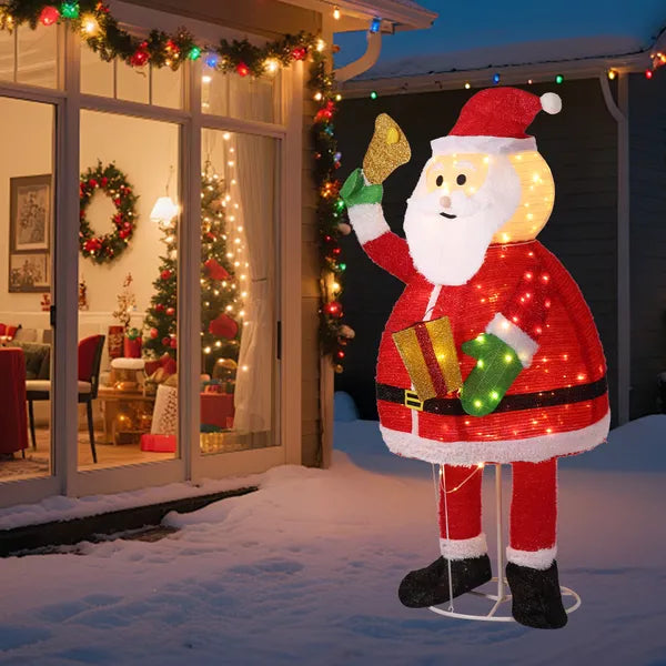 6FT Lighted Santa Claus Decoration with 200 Warm White LEDs