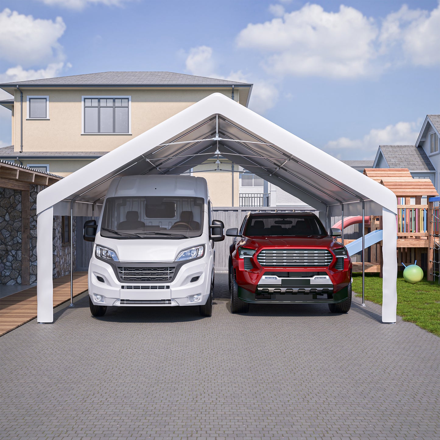 20x20 FT Outdoor Event Shelter with Detachable Sides - White