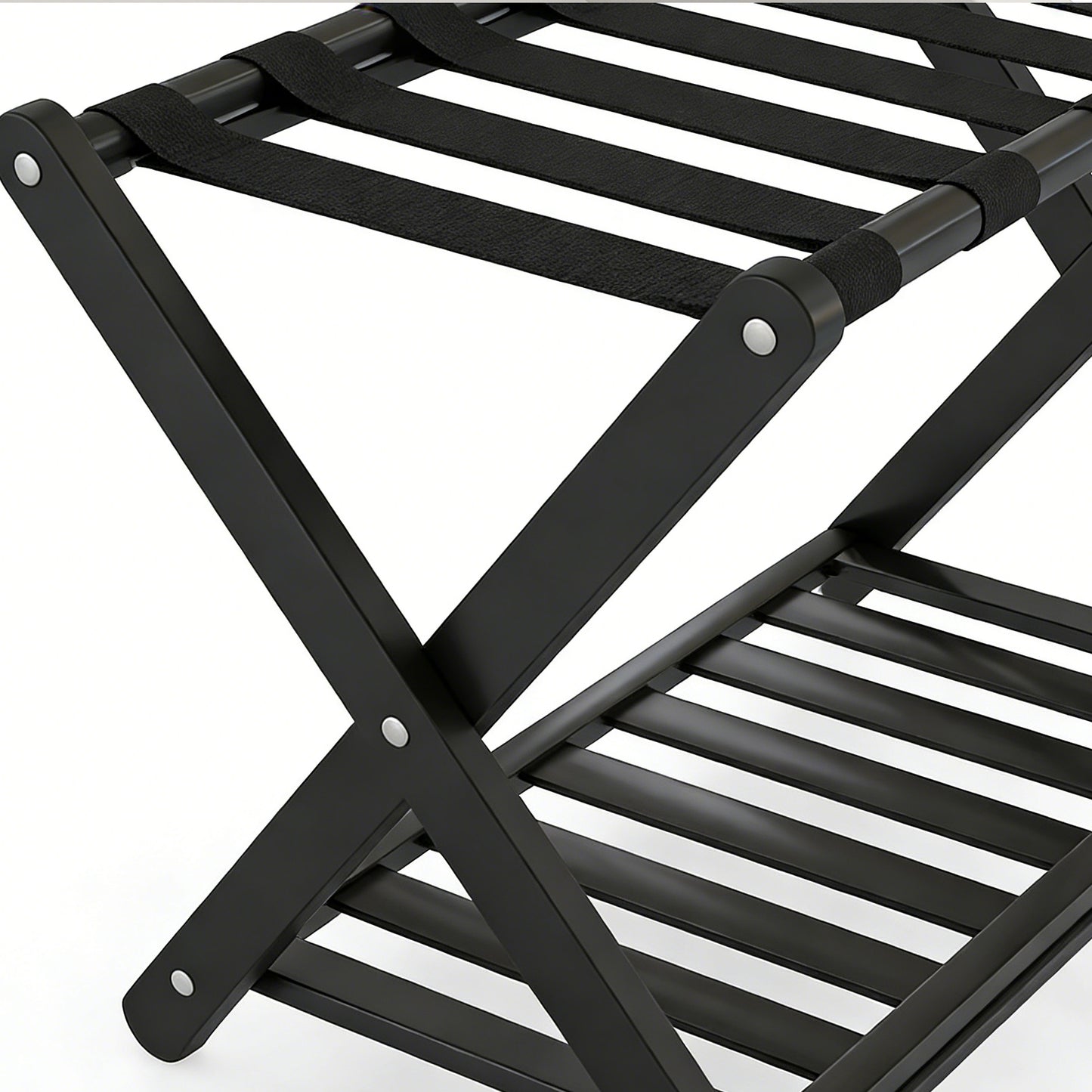Luggage Rack Foldable Thickened Bamboo Suitcase Stand With Storage