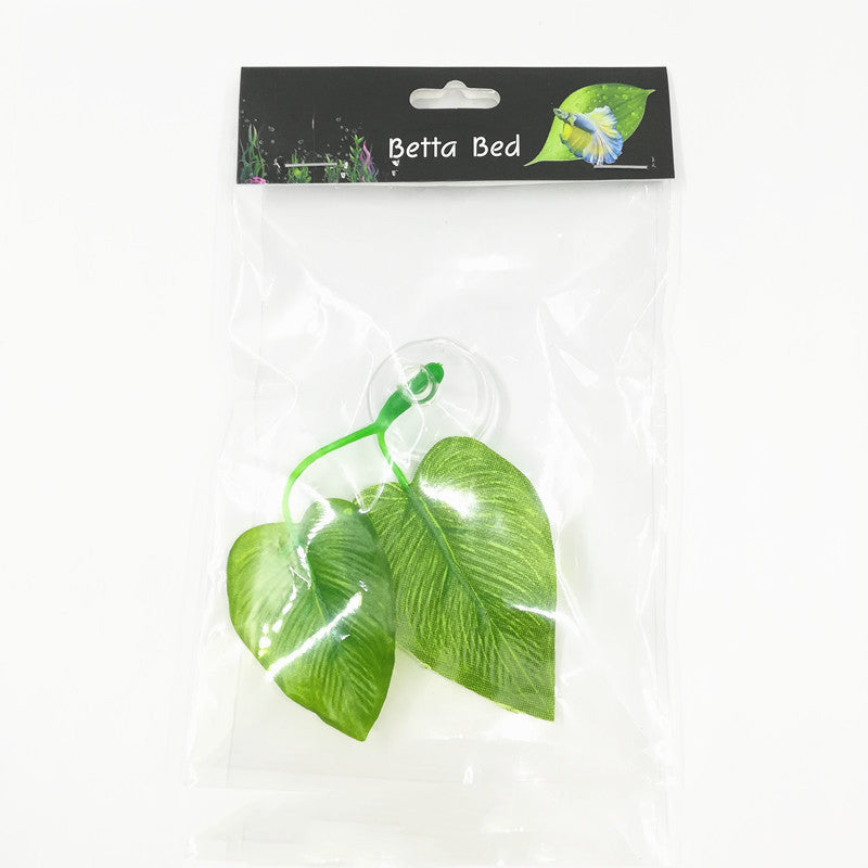 Aquarium Fish Tank Decoration Leaf Rest Double Leaf Design - Betta Fish Landscaping