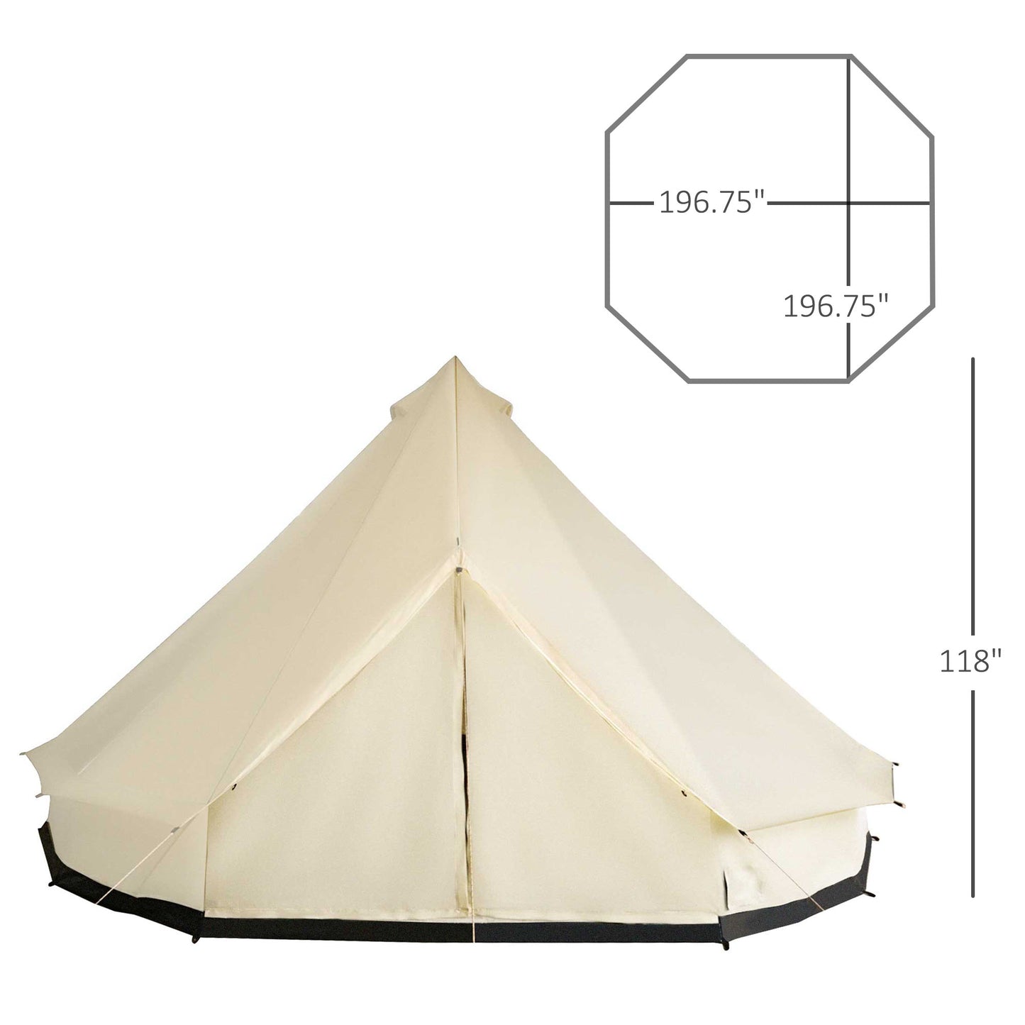 10-Person Large Waterproof Camping Tent - Beige Teepee Style